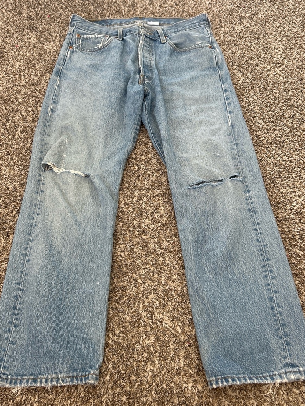 Levi's Light Blue Distressed Straight Jeans